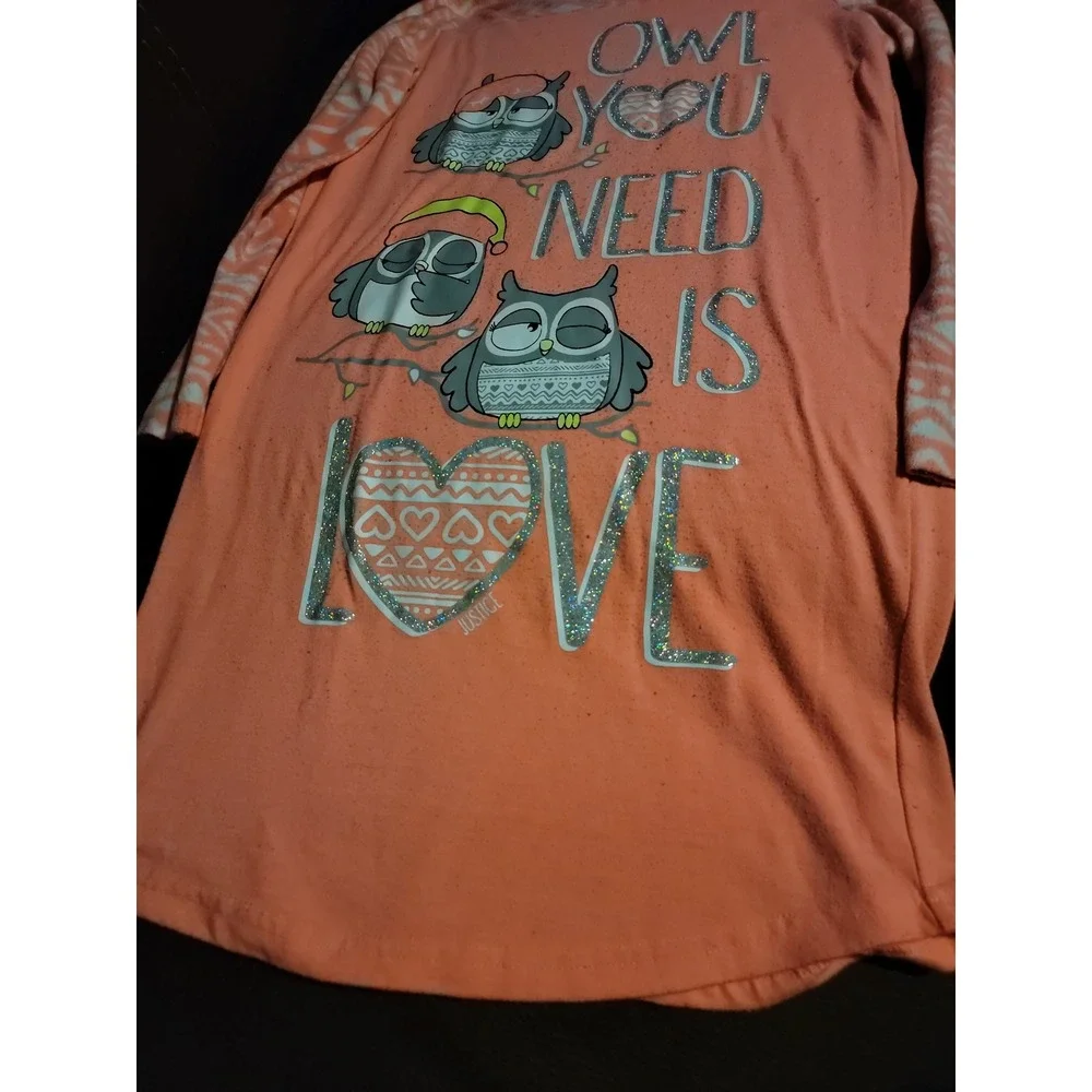 Justice owl you need is love nightgown‎ pajamas size 8